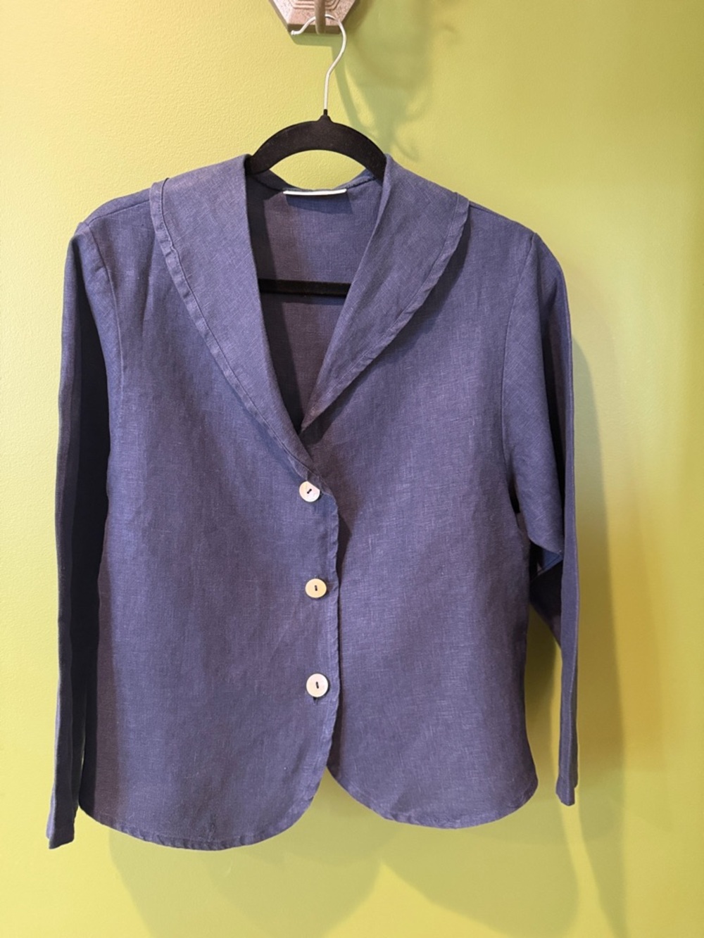 bryn Walker Blue Linen Button-Front Jacket, NWOT